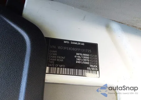 2015 Mercedes-Benz Sprinter 2500 High Roof из США, поврежденный, VIN WD3PE8DB0FP131725